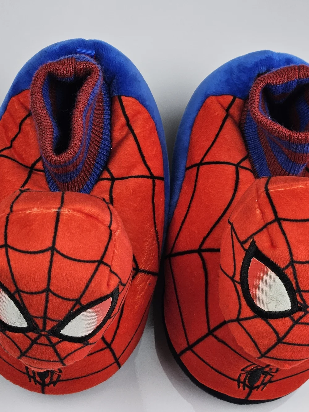 Marvel Child Spiderman Red & Blue Plush Slippers Size 11/12